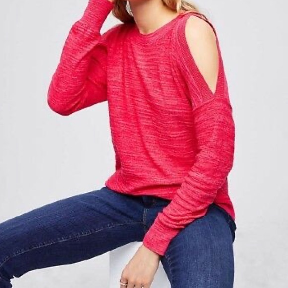 New Loft pink cold shoulder pullover sweater - Picture 1 of 7